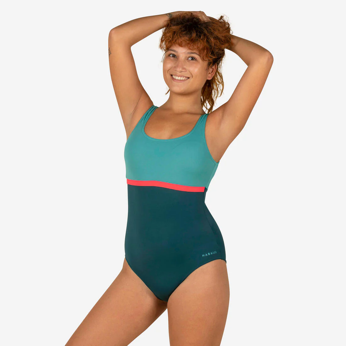Traje de baño deportivo mujer negro rosado - Image 2