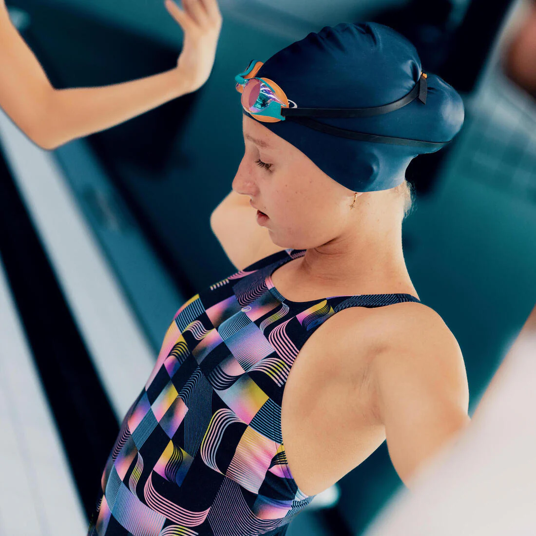 Traje de baño deportivo niña azul estampado 1 pieza - Kamiye oaoa - Image 7