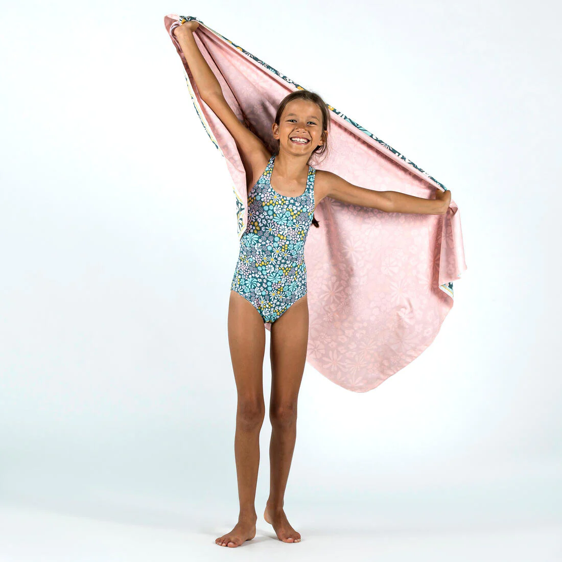 Traje de baño deportivo niña verde floreado 1 pieza - Caqui pantaï - Image 3
