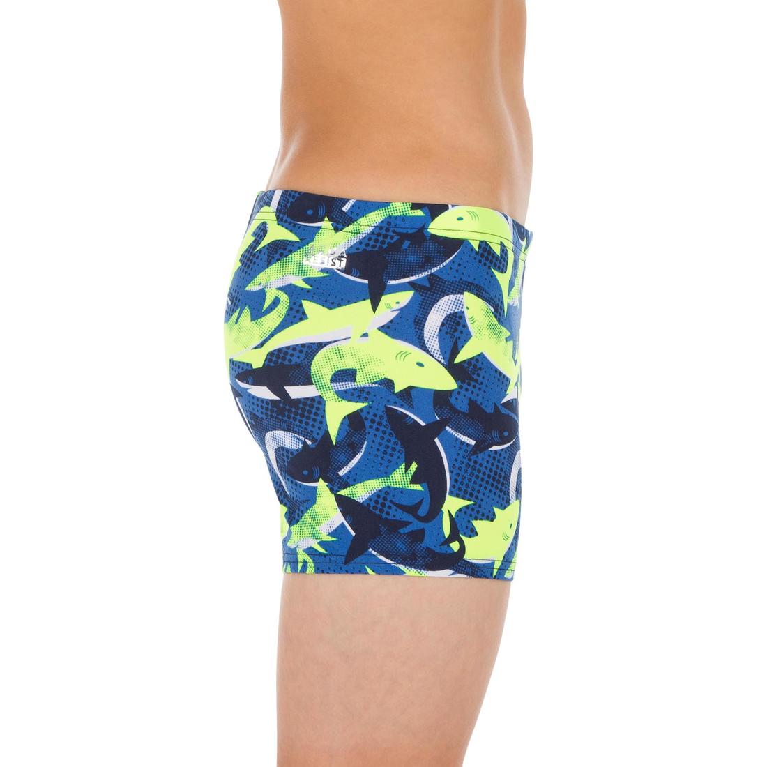 Traje de baño deportivo niño bóxer azul amarillo - Fitib - Image 3