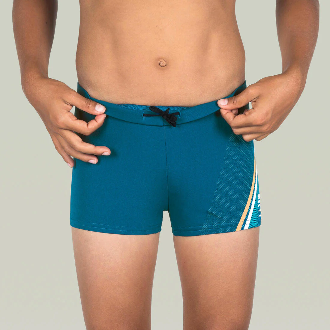 Traje de baño deportivo niño bóxer azul amarillo - Fitib - Image 4