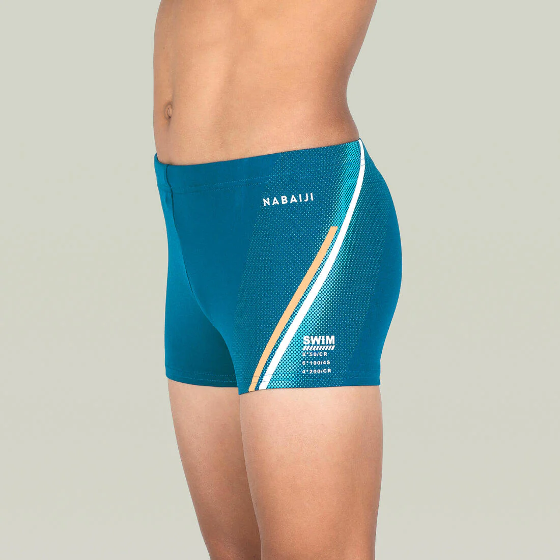 Traje de baño deportivo niño bóxer azul amarillo - Fitib - Image 5