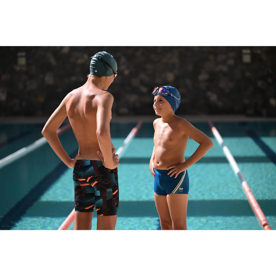 Traje de baño deportivo niño bóxer azul amarillo - Fitib - Image 9