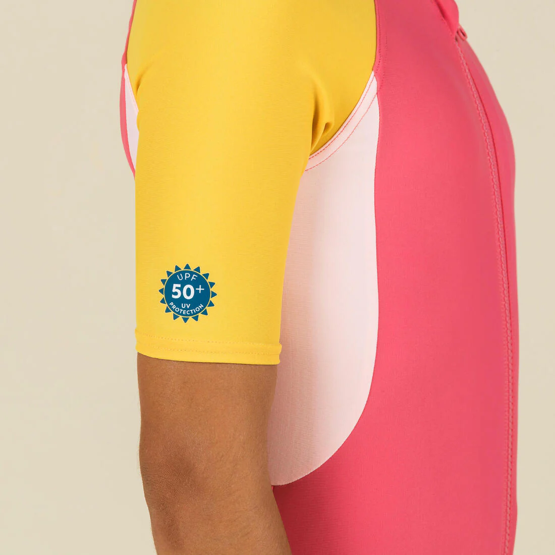 Traje de baño niña amarillo rosado - Shorty - Image 3