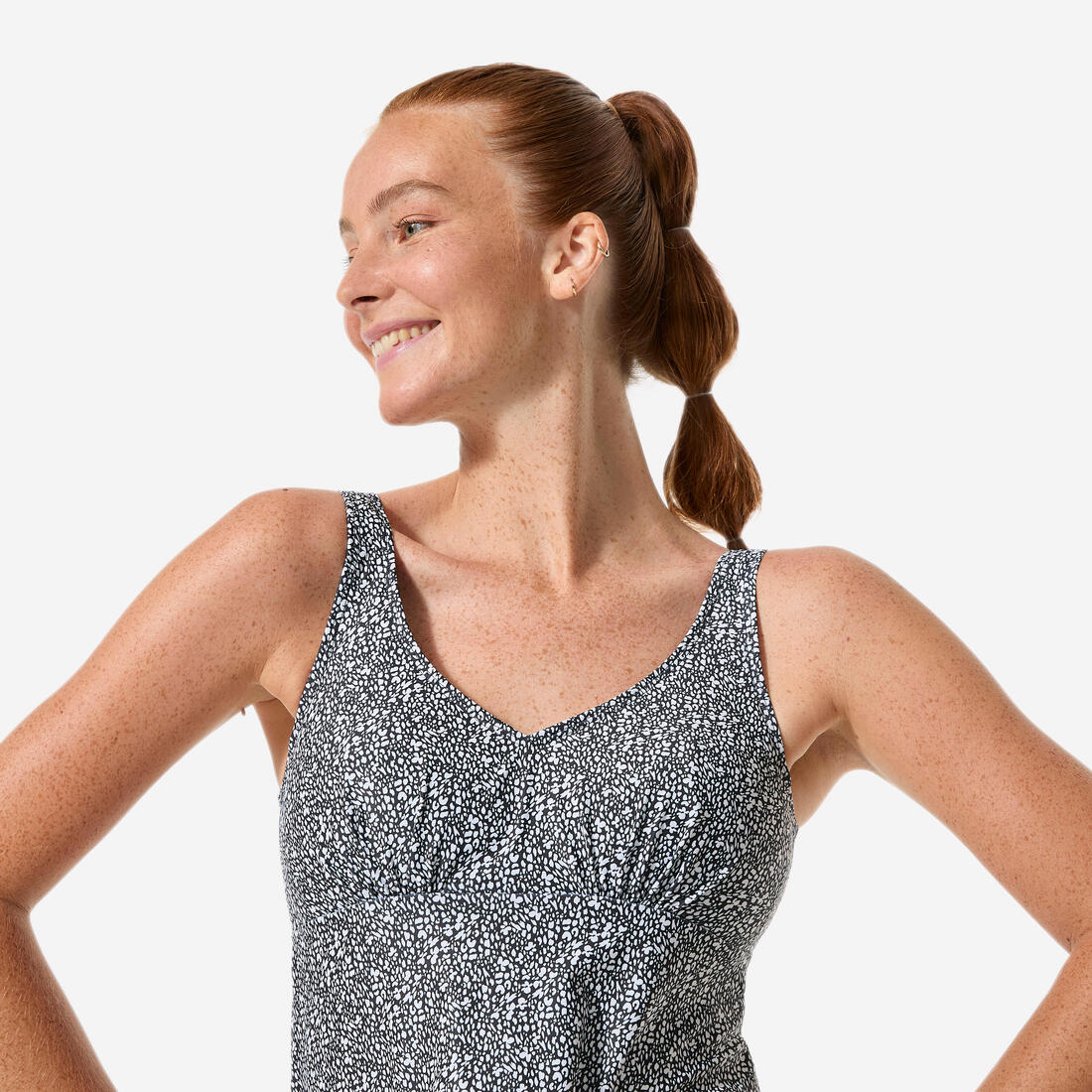 Traje de baño waterpolo mujer negro blanco Tankini - Lily Boo - Image 10