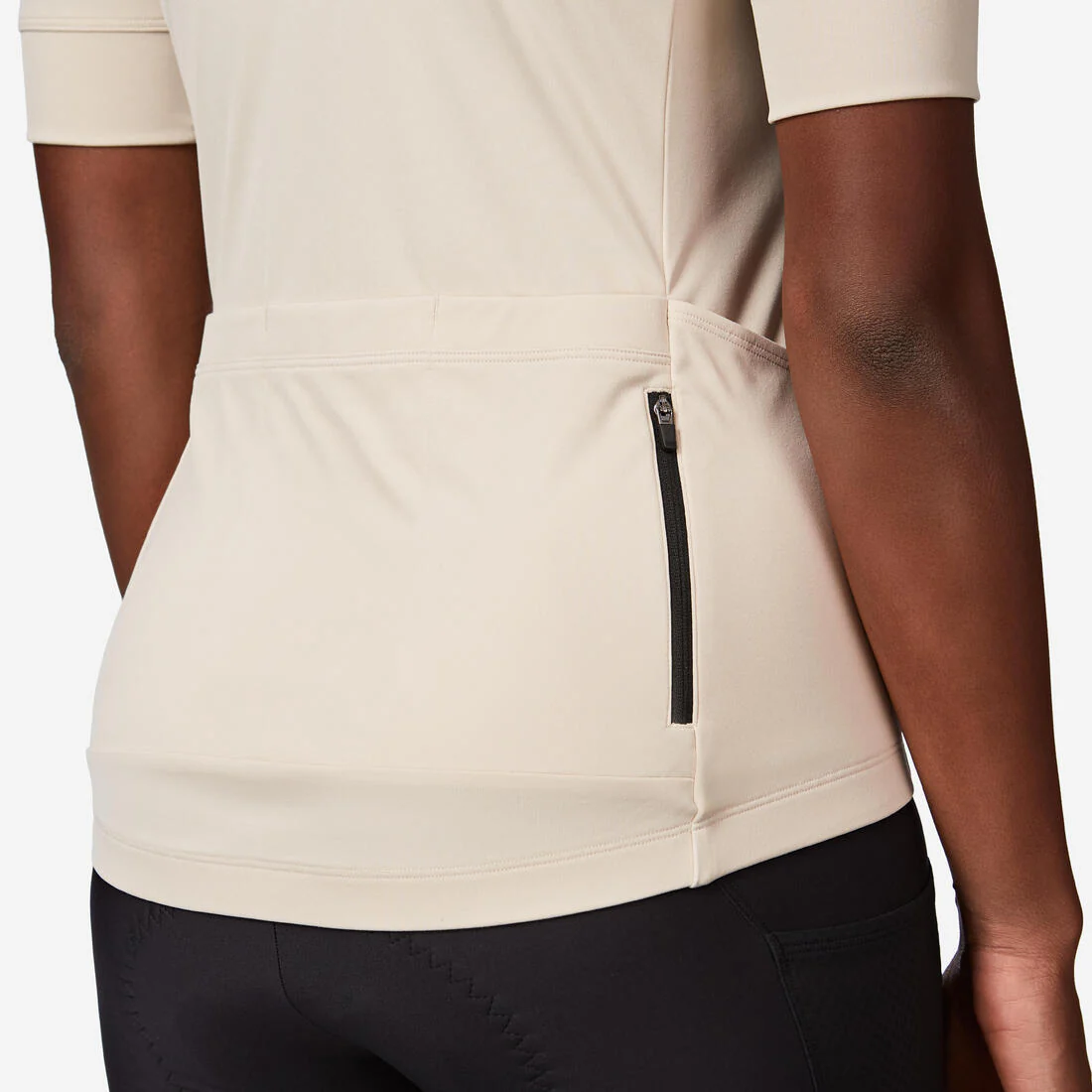 TRICOTA CICLISMO RUTA MUJER DISCOVER  MANGA CORTA BEIGE - Image 3